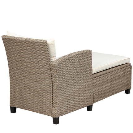 PX11- Outdoor;  Patio Furniture Sets;  4 Piece Conversation Set Wicker Ratten Sectional Sofa with Seat Cushions - Likeshoppe 