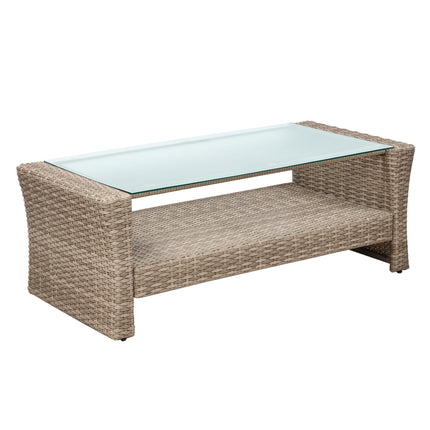 PX8- Patio Furniture Set;  4 Piece Outdoor Conversation Set All Weather Wicker Sectional Sofa with Ottoman and Cushions - Likeshoppe 