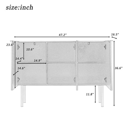 PC6- Modern Simple Sideboard with Particle Board and MDF Board;  Adjustable Shelves Luxury Style Cabinet with Gold Metal Legs and Handles for Hallway - Likeshoppe 
