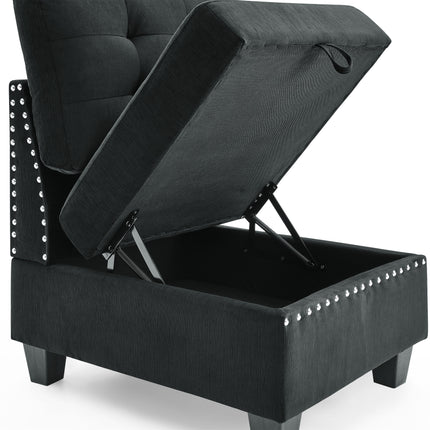 U shape Modular Sectional Sofa; DIY Combination; includes Four Single Chair and Two Corner; Black Velvet - Likeshoppe 