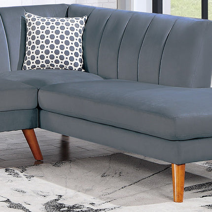 S7- Contemporary 2-Pcs Sectional Set Living Room Furniture Dark Gray Velvet Couch Left Facing Sofa, Right Facing Chaise Plush Cushion - Likeshoppe 