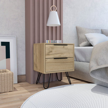 PE7- Nuvo 2 Nightstand; Two Drawers; Hairpin Legs - Likeshoppe 