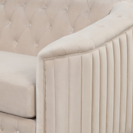F1 82\" Mid Century Modern Sofa with Rubber Wood Legs; Velvet Upholstered Sofa Couch; Sofa with Thick Removable Seat Cushion;  3 Seater Sofa Couch for Living Room - Likeshoppe 