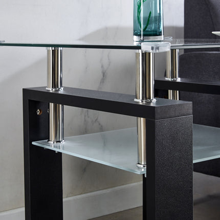 ST5- Clear Glass Top Side Table;  24"x24"x24" End Table;  Modern Design For Home - Likeshoppe 