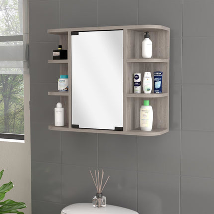 PU4- Valdez Medicine Cabinet With Six Shelves, Mirror Cabinet - Likeshoppe 