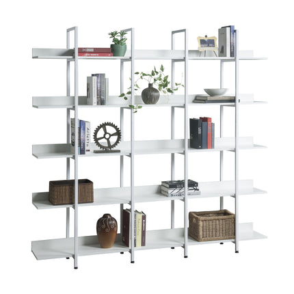 BC1- 5 Tier Bookcase Home Office Open Bookshelf, Vintage Industrial Style Shelf with Metal Frame, MDF Board - Likeshoppe 