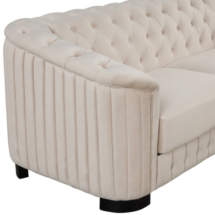 F1 82\" Mid Century Modern Sofa with Rubber Wood Legs; Velvet Upholstered Sofa Couch; Sofa with Thick Removable Seat Cushion;  3 Seater Sofa Couch for Living Room - Likeshoppe 