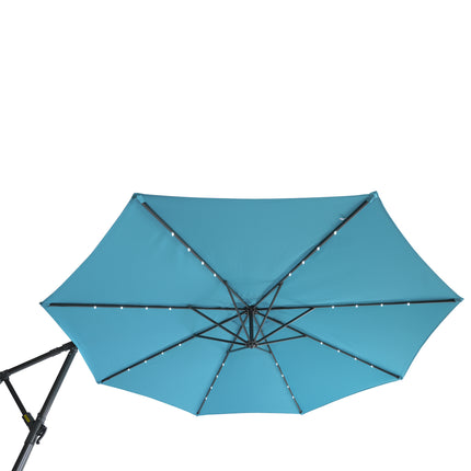 PZ3- 10 FT Solar LED Patio Outdoor Umbrella Hanging Cantilever Umbrella Offset Umbrella Easy Open Adustment with 32 LED Lights - Likeshoppe 
