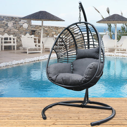 PY5- High Quality Outdoor Indoor Black color PE Wicker Swing Egg chair - Likeshoppe 