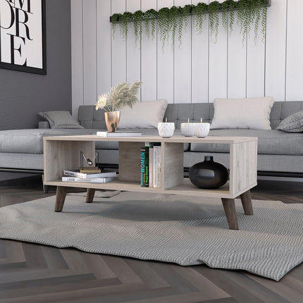 C5- Oregon Coffee Table; Two Open Shelves; Four Legs - Likeshoppe 