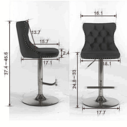 BS3- Furniture,Golden Swivel Velvet Barstools Adjusatble Seat Height from 25-33 Inch, Modern Upholstered Bar Stools with Backs Comfortable Tufted for Home Pub and Kitchen Island - Likeshoppe 