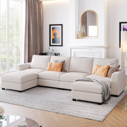 U1- 3 Pieces U shaped Sofa with Removable Ottomans - Likeshoppe 