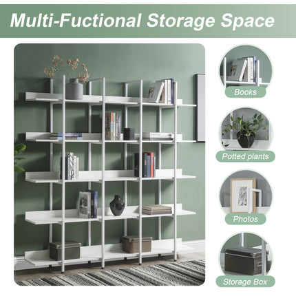 BC1- 5 Tier Bookcase Home Office Open Bookshelf, Vintage Industrial Style Shelf with Metal Frame, MDF Board - Likeshoppe 