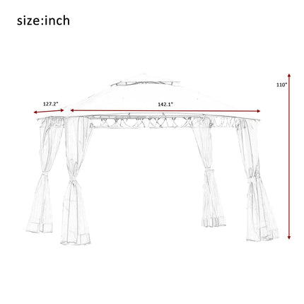 AG19- Double Tiered Grill Canopy;  Outdoor BBQ Gazebo Tent with UV Protection;  Beige - Likeshoppe 