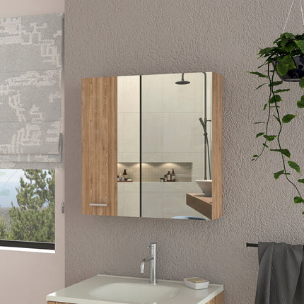 PU8- Kenya Medicine Cabinet; Mirror; Double Door; Four Interior Shelves - Likeshoppe 