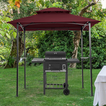 AG12- Outdoor Grill Gazebo 8 x 5 Ft;  Shelter Tent;  Double Tier Soft Top Canopy and Steel Frame with hook and Bar Counters - Likeshoppe 