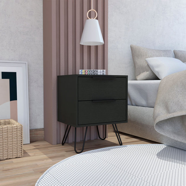 PE7- Nuvo 2 Nightstand; Two Drawers; Hairpin Legs - Likeshoppe 