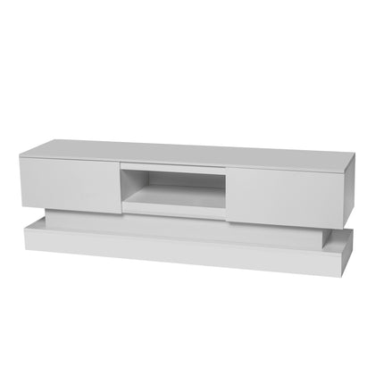 TV11- 63inch WHITE morden TV Stand with LED Lights,high glossy front TV Cabinet,can be assembled in Lounge Room, Living Room or Bedroom,color:WHITE - Likeshoppe 