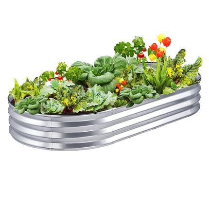 AH2- Raised Garden Bed, 70.9x35.4x11 inch Galvanized Metal Planter Box, Outdoor Planting Boxes with Open Base, for Growing Flowers/Vegetables/Herbs in Backyard/Garden/Patio/Balcony, Silver - Likeshoppe 