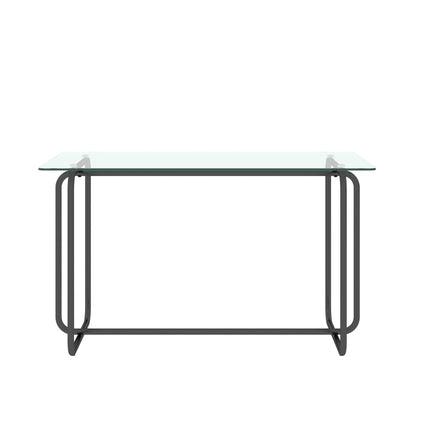 DS2- 5-piece Rectangle Dining Table Set;  Tempered Glass Dining Table for Kitchen Room;  (Transparent+Black) - Likeshoppe 