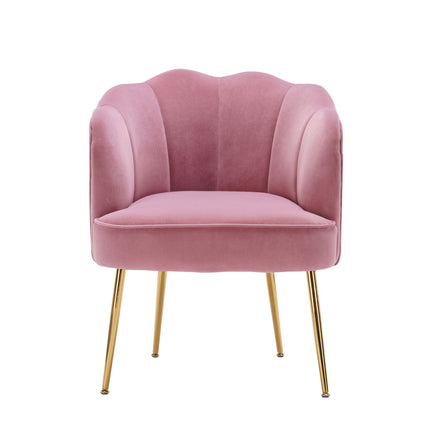AC1- Shell Shape Velvet Fabric Armchair Accent Chair With Gold Legs For Living Room Bedroom - Likeshoppe 