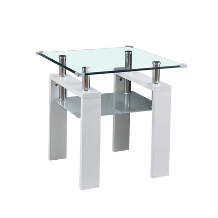 ST5- Clear Glass Top Side Table;  24"x24"x24" End Table;  Modern Design For Home - Likeshoppe 