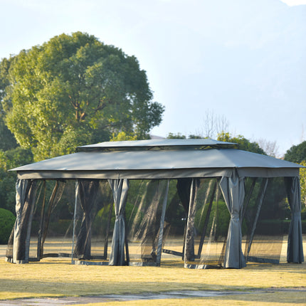 AG17-  110x220" Gazebo with Oxford Cloth & Mosquito Nets for Outdoor, Patio, Yard, Deck, Garden, Double Top Design Zipper Design Ultraviolet-proof Waterproof Fireproof Withstand Strong Winds - Likeshoppe 