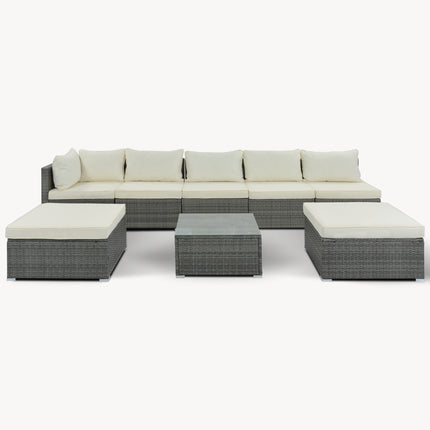 PX7- 8-Pieces Outdoor Patio Furniture Sets;  Garden Conversation Wicker Sofa Set;  Single Sofa Combinable - Likeshoppe 