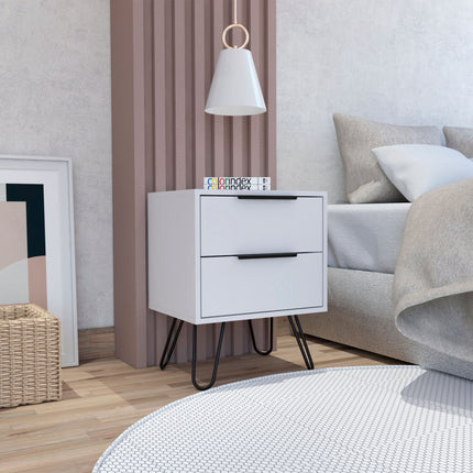 PE7- Nuvo 2 Nightstand; Two Drawers; Hairpin Legs - Likeshoppe 