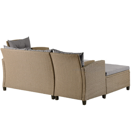 PX11- Outdoor;  Patio Furniture Sets;  4 Piece Conversation Set Wicker Ratten Sectional Sofa with Seat Cushions - Likeshoppe 