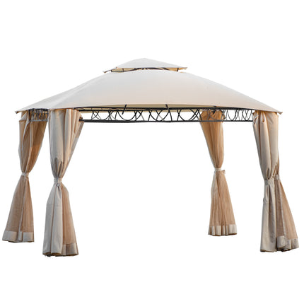 AG19- Double Tiered Grill Canopy;  Outdoor BBQ Gazebo Tent with UV Protection;  Beige - Likeshoppe 