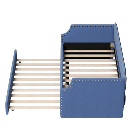 U4-Upholstered Daybed with Trundle;  Wood Slat Support; Upholstered Frame Sofa Bed ;  Twin - Likeshoppe 