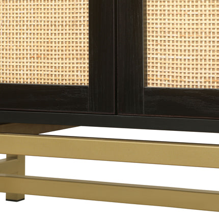 CB5- 2 Door Cabinet, Natural Rattan 2 Door high cabinet, Built-in adjustable shelf, Easy Assembly, Free Standing Cabinet for Living Room Bedroom, Hallway - Likeshoppe 