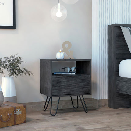 PE4- Vienna Nightstand; Shelves; Hairpin Legs - Likeshoppe 