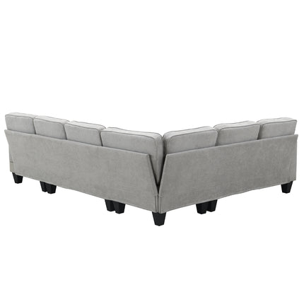 S4- 108*85.5" Modern U Shape Sectional Sofa, 7 Seat Fabric Sectional Sofa Set with 3 Pillows Included for Living Room, Apartment, Office,3 Colors - Likeshoppe 