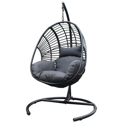 PY5- High Quality Outdoor Indoor Black color PE Wicker Swing Egg chair - Likeshoppe 