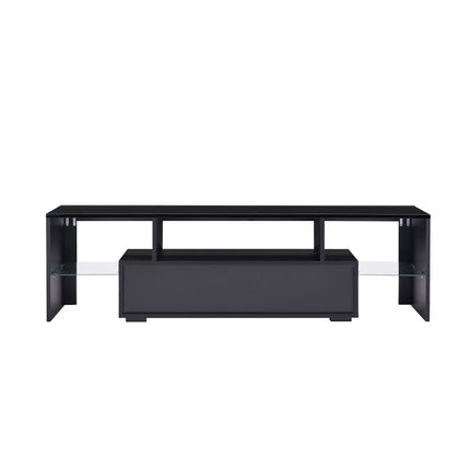 TV24- Black morden TV Stand with LED Lights; high glossy front TV Cabinet; can be assembled in Lounge Room; Living Room or Bedroom; color:black - Likeshoppe 