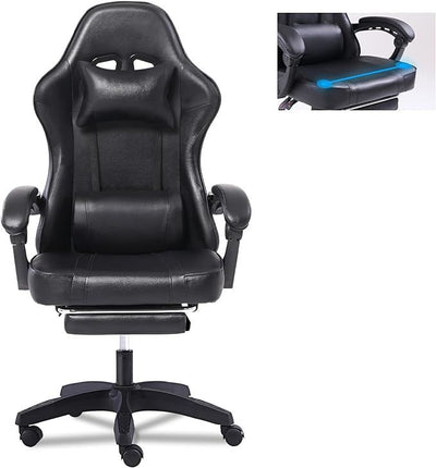 PV1- Video Game Chairs for Adults, PU Leather Gaming Chair with Footrest, 360°Swivel Adjustable Lumbar Pillow Gamer Chair, Comfortable Computer Chair for Heavy People - Likeshoppe 