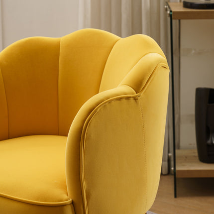 AC1- Shell Shape Velvet Fabric Armchair Accent Chair With Gold Legs For Living Room Bedroom - Likeshoppe 