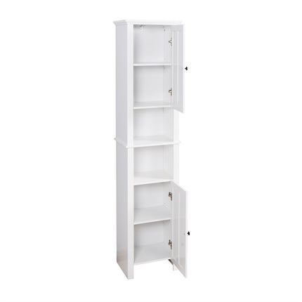 PU15- Bathroom Floor Storage Cabinet with 2 Doors Living Room Wooden Cabinet with 6 Shelves 15.75 x 11.81 x 66.93 inch - Likeshoppe 