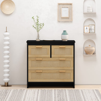 CB8-4 Drawers Rattan Cabinet,for Bedroom,Living Room,Dining Room,Hallways,Easy Assembly - Likeshoppe 