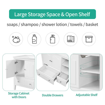 PT1- 36\\" Bathroom Vanity with Ceramic Basin;  Bathroom Storage Cabinet with Two Doors and Drawers;  Solid Frame;  Metal Handles - Likeshoppe 