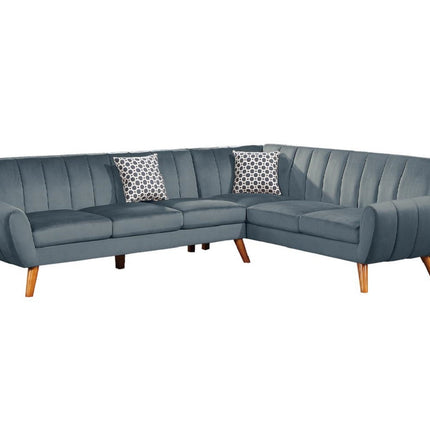 Contemporary 2-Pcs Sectional Set Living Room Furniture Dark Gray Velvet Couch Left Facing Sofa, Right Facing Loveseat Wedge Plush Cushion - Likeshoppe 