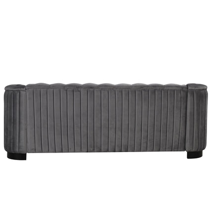 F1 82\" Mid Century Modern Sofa with Rubber Wood Legs; Velvet Upholstered Sofa Couch; Sofa with Thick Removable Seat Cushion;  3 Seater Sofa Couch for Living Room - Likeshoppe 