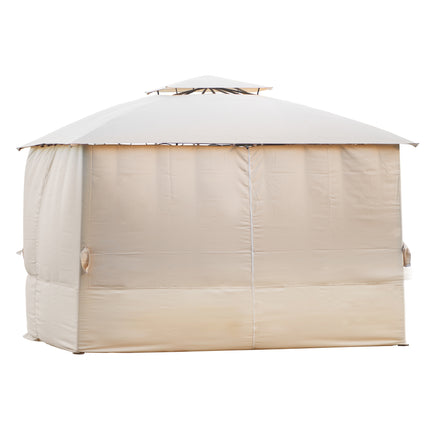 AG19- Double Tiered Grill Canopy;  Outdoor BBQ Gazebo Tent with UV Protection;  Beige - Likeshoppe 