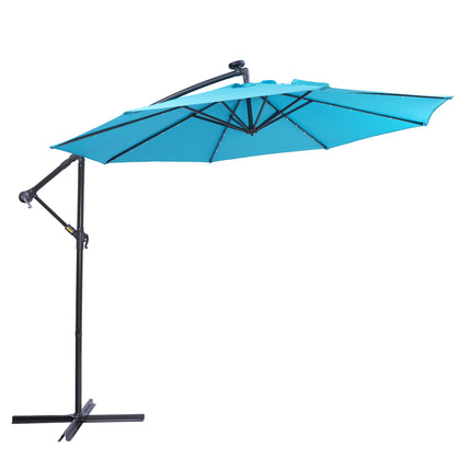 PZ3- 10 FT Solar LED Patio Outdoor Umbrella Hanging Cantilever Umbrella Offset Umbrella Easy Open Adustment with 32 LED Lights - Likeshoppe 
