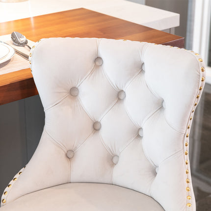 BS3- Furniture,Golden Swivel Velvet Barstools Adjusatble Seat Height from 25-33 Inch, Modern Upholstered Bar Stools with Backs Comfortable Tufted for Home Pub and Kitchen Island - Likeshoppe 