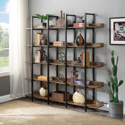 BC1- 5 Tier Bookcase Home Office Open Bookshelf, Vintage Industrial Style Shelf with Metal Frame, MDF Board - Likeshoppe 