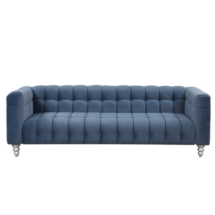 F8- 89" Modern Sofa Dutch Fluff Upholstered sofa with solid wood legs, buttoned tufted backrest,blue - Likeshoppe 