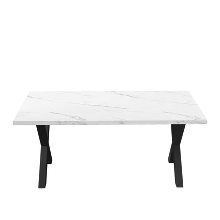 DT2- (TABLE ONLY) 70.87\"Modern Square Dining Table with Printed  Marble Table Top+ X-Shape Table Leg - Likeshoppe 